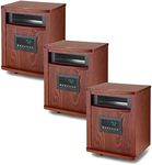 Lifesmart 1500 Watt Portable Electric Infrared Quartz Space Heater for Indoor Use with 6 Heating Elements, Caster Wheels, and Remote, Brown (3 Pack)