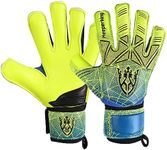 Keeperking Soccer Goalie Goalkeeper Gloves for Kids Boys Youth & Adult,Latex Strong Grip palms with Removable Finger Spines Protection Children Football Gloves for Training/Match (8, Yellow-FS)