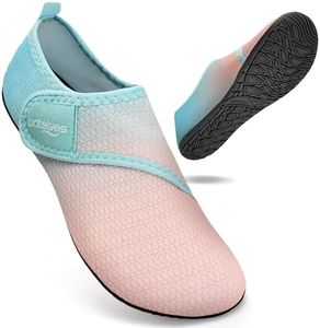 WateLves Water Shoes Barefoot Shoes Mens Women Beach Socks Aqua Swim Swimming sea Pool(Blue Orange 4.5/5.5)