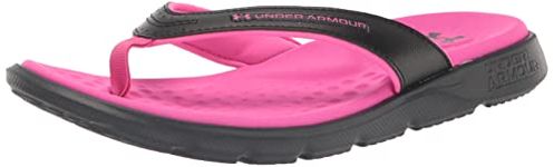 Under Armour Women's Ignite Marbella Flip Flop, (002) Black/Rebel Pink/Rebel Pink, 7