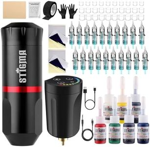STIGMA Wireless Tattoo Gun Tattoo Kit Complete with Rotary Tattoo Pen,1400 mAh Tattoo Battery, 20Pcs Tattoo Cartridge Needles and 7 Colors Tattoo Ink Set Tattoo Accessories STQ49P802-1