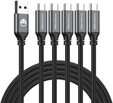 USB Type-C to A Cable 5pack 6ft Bra