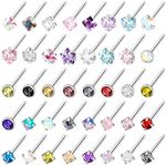 ONESING 36-44 Pcs 20G Nose Rings Jewelry Nose Studs Moon Star Heart Butterfly Hypoallergenic Piercing Jewelry for Women Men