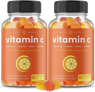 Vitamin C Gummies for Kids & Adults - Immune System Support Vit C Chewable Gummy - Immunity Booster Supplement with Elderberry, Rosehips, Citrus Bioflavonoids & Acerola Cherry - Natural, Vegan Non-GMO