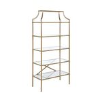Coaster Home Furnishings 5-Tier Tempered Glass Bookcase Matte Gold Open Shelves