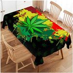 Swono Marijuana Leaf Rectangular Tablecloth Colorful Cannabis Leaves and Heart Heavy Duty Table Cloth Kitchen Dining Room Table Cover for Party Dinner 50x72 Inch Tablecloths