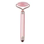 Zureni A7 Electric Face Roller Natural Jade Micro Vibrating Facial Massager Beauty Bar Skin Care Tool for Face Lift Anti-Aging Anti-Wrinkles Skin Tightening (Rose Quartz)