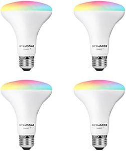 SYLVANIA Wifi LED Smart Light Bulb, 65W Equivalent Full Color and Tunable White BR30, Dimmable, Compatible with Alexa and Google Home Only - 4 Count (Pack of 1) (75688)