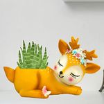 8Cross Resin Pots Succulent Planter Flower Pot Creative Animal Home Office & Garden Decor Ornamental Pots Handcrafted Resin Planting Pots for Home and Garden Without Plant (Deer_1)