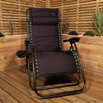 Samuel ALEXANDER Luxury Padded Multi Position Zero Gravity Garden Relaxer Chair Lounger in All Black