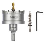 Mollom (2-3/8'' | 60mm) Heavy Duty Carbide Hole Saw with 2 Pilot Drill Bits, Hole Cutter cuts Stainless Steel, mild Steel, Iron, Copper, Brass, Plastic