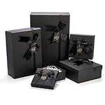 ZENFUN 5 Pack Black Nested Valentine's Gift Boxes with Lid for Presents, 5 Sizes Luxury Packaging Box with Ribbon Bows and Label Gift Wrap for Birthday, Weddings, Mother's Day 13.7'' to 5.1''