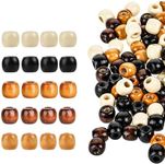 JEKUGOT 200 PCS Large Hole Barrel Wood Beads 5 Colors Natural Wooden Spacer Beads 12x11mm Oval Wooden Dreadlock Hair Braid Beads Round Barrel Beads for Macrame Rosary Jewelry Craft Making Hole: 4~5mm