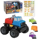 POPULAR PLAYTHINGS Magnetic Monster Build-A-Truck, Take Apart Toy Car Set, 6 Pieces