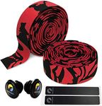 TOPCABIN 2 Rolls Bicycle Handlebar Tapes Camouflage Series Comfort GEL Road Bike Handlebar Tape Bike Bar Tape with Reflective Bar Plugs ((a pair) Red)