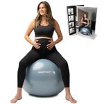 BABYGO® Birthing Ball For Pregnancy Maternity Labour & Yoga + Our 100 Page Pregnancy Book, Exercise, Birth & Recovery Plan, Anti-Burst Eco Friendly Material (Mist, 65cm - Standard)