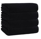 COTTON CRAFT Waffle Bath Towel - Set of 4 Luxury Euro Spa Waffle Weave Towels - 100% Ringspun Cotton Bath Towel - Super Absorbent Quick Dry Bath Towel Set - Oversized 30 inches x 56 inches - Black