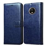 Casotec Flip Cover for Motorola Moto G5 Plus | Premium Leather Finish | Inbuilt Pockets & Stand | Flip Case for Motorola Moto G5 Plus (Blue)