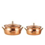 THE HEALING STORE Handcrafted Pure Copper Handi for Cooking and Serving – Traditional Indian Copper Pot, Multipurpose Vessel, Elegant & Durable Serving for Dining Set of Two