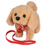 WorWoder Plush Golden Retriever Toy Puppy Electronic Interactive Pet Dog - Walking, Barking, Tail Wagging, Stretching Companion Animal for Kids (Golden Dog)