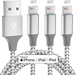 Bkayp Apple MFi Certified iPhone Charger 3pack 10FT Long Lightning Cable Fast Charging High Speed Data Sync USB Cable Compatible iPhone 13/12/11 Pro Max/XS MAX/XR/XS/X/8/7/Plus/6S (Grey White)