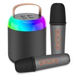 Tipao Karaoke Machine for Kids with 2 Microphones, Portable Kids Karaoke Machines for Girls with LED Party Lights,Girls Toys Birthday Gifts for Kids Age 14-18 (Black 2 Mic)