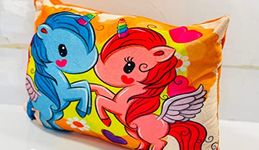 PRISCILLA Cartoon Printed Toddler Kids Soft Velvet Microfiber Pillow/Cushions 12x18 Inches. (Model 13)