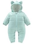 SEAUR - Baby Winter Snowsuit Toddler Cotton Romper Boys Girls Hooded Down Coat Zipper Puffer Jacket Jumpsuit - Green