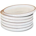 Mora Ceramic Flat Plates Set of 6-8 in - The Dessert, Salad, Appetizer, Small Lunch, etc Plate. Microwave, Oven, and Dishwasher Safe, Scratch Resistant. Kitchen Porcelain Dish - Vanilla White