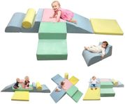 EOSAU Toddler Climbing Toys Indoor, 6-Piece Baby Foam Climbing Blocks Set, Soft Play Climbing Toys for Toddlers 1-3, Indoor Climb Crawl & Slide Activity Play Gym for Kids (Light Color)
