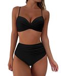 RXRXCOCO High Waisted Bikini Set Push Up Bikini Top with Tummy Control Bikini Padded Bikini 2 Piece