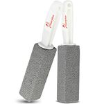 MARYTON Pumice Stone with Handle for Cleaning Toilet Bowl Ring and Hard Water Stains Pack of 2 (Gray)