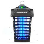 BANPESTT Bug Zapper Outdoor, Mosquito Zapper with Dusk-to-Dawn Light Sensor, Waterproof Fly Zapper, Electric Mosquito Killer for Garden, Patio, Balcony, Courtyard（Black）