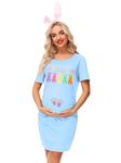 Deerose Womens Easter Day Pregnancy Dresses Casual Funny Printed Halloween Maternity Outfit, Happy Easter | Blue, Large