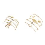 Shining Diva Fashion Set of 4 Stylish Multilayer Crystal Bangle Charm Bracelet for Women (Golden) and Set of 5 Multilayer Crystal Charm Bangle Gold Plated Bracelet for Women and Girls (Golden)