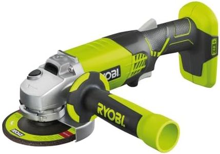 RYOBI - Meuleuse d'Angle Électrique Sans Fil 18V ONE+ Ø115mm - Utilisations sur Métal, Pierre, Parpaing, Ciment et Marbre - Bonne Autonomie - Livrée avec Accessoires - R18AG-0
