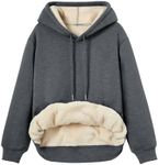 Trendy Queen Women's Fleece Lined Hoodie Winter Clothes Casual Warm Sherpa Long Sleeve Comfy Oversized Hooded Sweatshirt Cute Comfort Pullover 2024 Fall Fashion Y2k Teen Preppy Outfits Dark Grey L