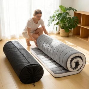 Tiita Japanese Floor Mattress, 10cm Thicken Futon Mattress with Storage Bag and 2 Straps，Twin Size Sleeping Tatami Mat for Adults，Grey