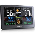 Newentor Weather Station Wireless Indoor Outdoor Thermometer, 7.5in Color Digital Weather Thermometer with Atomic Clock, Temperature and Humidity Hygrometer Monitor, Barometer and Forecast Station