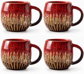 lpylxingyan Large Ceramic Coffee Mug - 20oz Big Tea Cup, Red, Set of 4