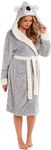 KATE MORGAN Ladies Soft & Cosy Hooded Dressing Gown (XL, Grey Koala)