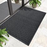 DEXI Door Mat Large Front Outdoor Rug, Indoor Entryway Rugs Welcome Doormat, Heavy Duty Rubber Outside Entry Rug Floor Mat for Entrance, Patio, Garage, Low-Profile and Non Slip, 4'x6', Black