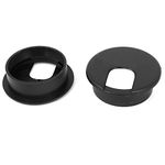 uxcell uxcell Plastic Computer Desk Cable Grommet Hole Cover 2 Pcs Black