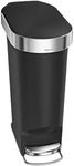 simplehuman 40 Liter / 10.6 Gallon Slim Kitchen Step Rubbish Bin with Liner Rim, Black Plastic