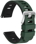 WOCCI 22mm Bicolor Watch Band, Silicone Rubber, Quick Release Replacement Strap for Men and Women, Silver Stainless Steel Buckle (Green-Black)