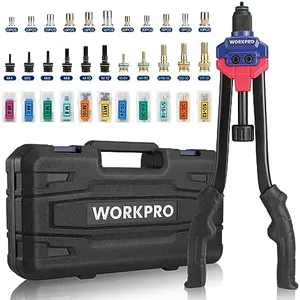 WORKPRO 16" Rivet Nut Tool, 11 Metric/SAE Quick-Change Mandrels & 185pcs Rivnuts Assortment Kit, Threaded Rivnut Tool Kit, Manual Riveter with Carrying Case