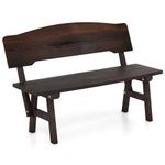 RELAX4LIFE Outdoor Wooden Bench, Spruce Wood Garden Loveseat with Ergonomic Backrest & Crossbars, All-Weather 2-Person Bench for Patio Backyard Porch Garden