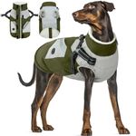 Dog Fleece Coat, Dog Jacket Coat with Harness Dog Heated Jacket Warm Dog Cold Coat Padded Puffer Dog Fleece Suit Dog Warm Clothes Vest with Zipper Closure(Army Green, XL)