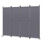 Angel Living Foldable Room Divider 4 Panels Freestanding Screen Wall Room Divider Partition for Offices, Balcony, Bedroom, Outdoor Garden 224 x 165cm Grey