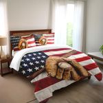 SHOMPE 3D American Flag Baseball Comforter Sets Twin Size Boys Sports Bedding